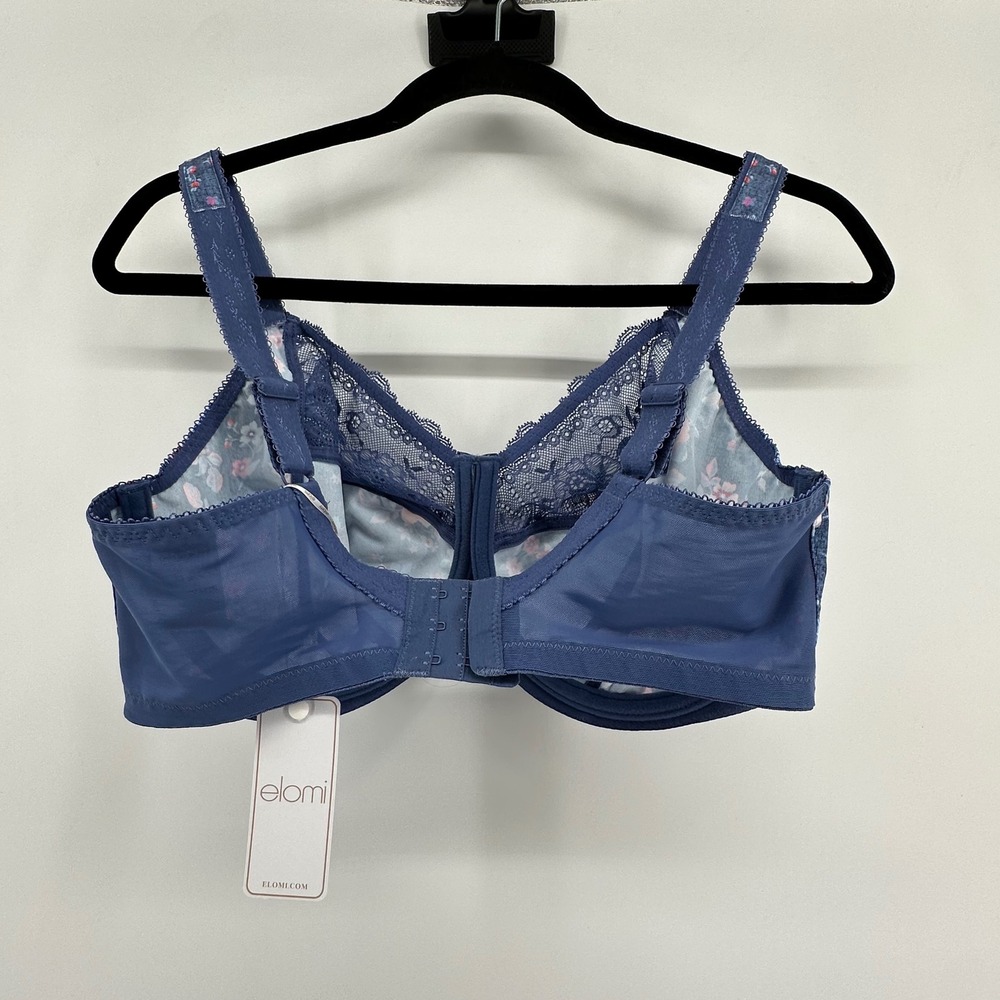 Elomi Morgan Bra Women 34J Blue Floral EL4110DEL NWT Romantic - Picture 2 of 9